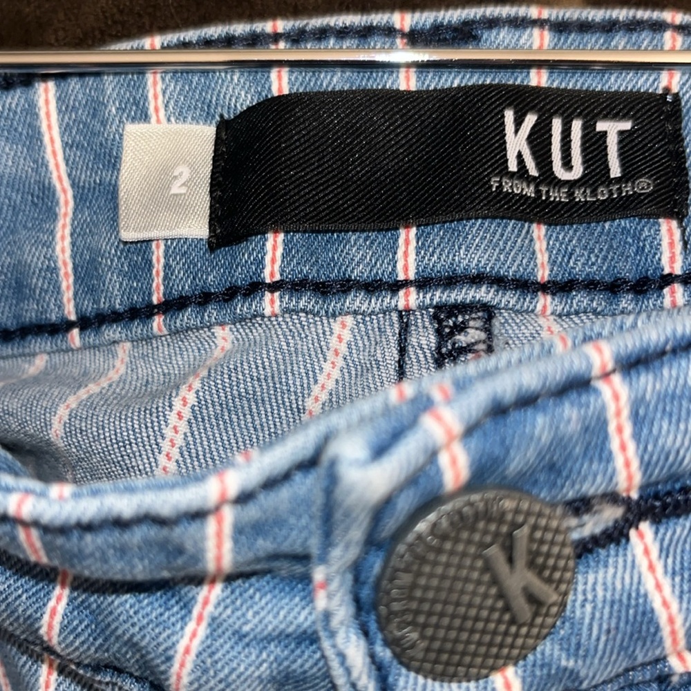 Kut From The Kloth Connie Striped Blue Denim Jeans High Rise Ankle Skinny sz2EUC - Picture 9 of 16